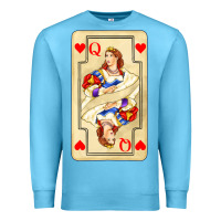Ocean Blue love playing cards queen Premium Sweatshirt - AdoDesignShop