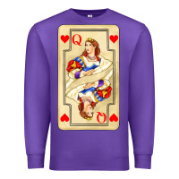 Purple love playing cards queen Premium Sweatshirt - AdoDesignShop