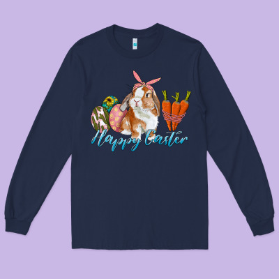 Happy Easter Bunny Carrots And Eggs Long Sleeve Tee Designed By Ranaportraitstore