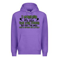 Purple i married my wife for her looks Premium Hoodie - MaliasSmallBusiness