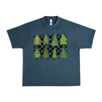 Midnight Navy checkered trees Urban Heavy Tee - MaliasSmallBusiness