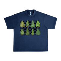 Navy checkered trees Urban Heavy Tee - MaliasSmallBusiness