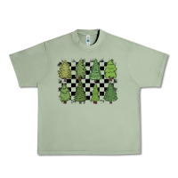 Oil Green checkered trees Urban Heavy Tee - MaliasSmallBusiness