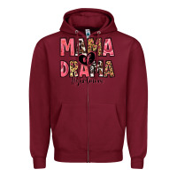 Burgundy mama of drama girl mom Zipper Hoodie - Zillion Design Studio