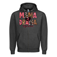 Charcoal Heather mama of drama girl mom Zipper Hoodie - Zillion Design Studio