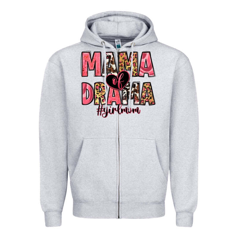 Mama Of Drama Girl Mom Zipper Hoodie by Zillion Design Studio | Teevron