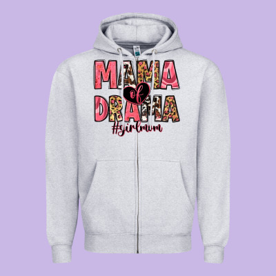 Mama Of Drama Girl Mom Zipper Hoodie Designed By Zillion Design Studio