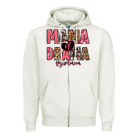 Oatmeal Heather mama of drama girl mom Zipper Hoodie - Zillion Design Studio