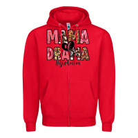 Red mama of drama girl mom Zipper Hoodie - Zillion Design Studio