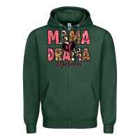 Sports Green mama of drama girl mom Zipper Hoodie - Zillion Design Studio