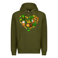 Army Green St Patricks heart Premium Hoodie - AdoDesignShop