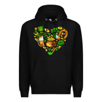 Black St Patricks heart Premium Hoodie - AdoDesignShop