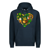 Navy St Patricks heart Premium Hoodie - AdoDesignShop