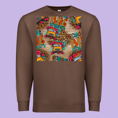 School Bus Driver And Flower Seamless Patterns Premium Sweatshirt Designed By Bundleandbundleshop