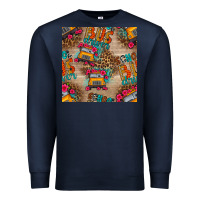 Navy school bus driver and flower seamless patterns Premium Sweatshirt - BundleAndBundleShop