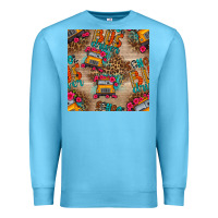 Ocean Blue school bus driver and flower seamless patterns Premium Sweatshirt - BundleAndBundleShop