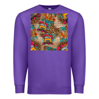 Purple school bus driver and flower seamless patterns Premium Sweatshirt - BundleAndBundleShop