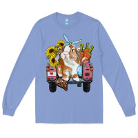 Colony Blue easter truck with bunny sunflowers and eggs Long Sleeve Tee - RanaPortraitStore