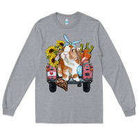 Heather Grey easter truck with bunny sunflowers and eggs Long Sleeve Tee - RanaPortraitStore