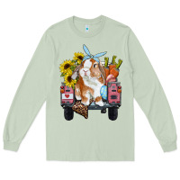 Matcha easter truck with bunny sunflowers and eggs Long Sleeve Tee - RanaPortraitStore