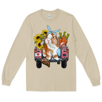 Mushroom easter truck with bunny sunflowers and eggs Long Sleeve Tee - RanaPortraitStore