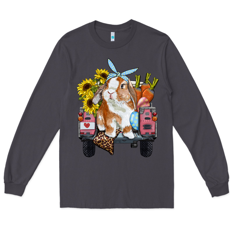 Easter Truck With Bunny Sunflowers And Eggs Long Sleeve Tee by RanaPortraitStore | Teevron