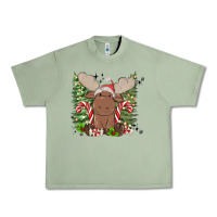Oil Green christmas reindeer Urban Heavy Tee - MaliasSmallBusiness