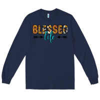 Navy blessed life Long Sleeve Tee - Zillion Design Studio