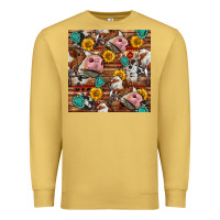 Antique Gold cow and western seamless pattern Premium Sweatshirt - BundleAndBundleShop