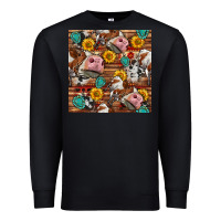 Black cow and western seamless pattern Premium Sweatshirt - BundleAndBundleShop