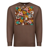 Chestnut cow and western seamless pattern Premium Sweatshirt - BundleAndBundleShop
