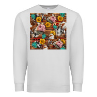 Dove Grey cow and western seamless pattern Premium Sweatshirt - BundleAndBundleShop