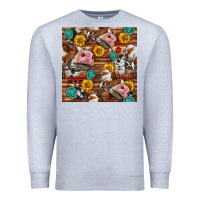 Heather Grey cow and western seamless pattern Premium Sweatshirt - BundleAndBundleShop