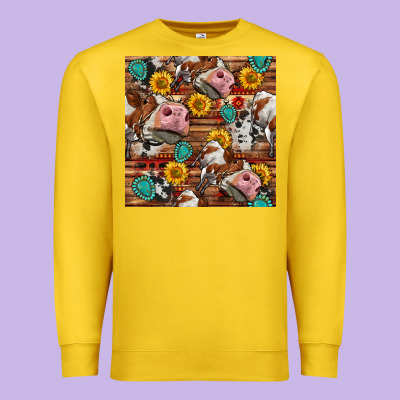 Cow And Western Seamless Pattern Premium Sweatshirt Designed By Bundleandbundleshop