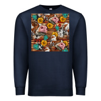 Navy cow and western seamless pattern Premium Sweatshirt - BundleAndBundleShop