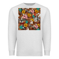 Oatmeal Heather cow and western seamless pattern Premium Sweatshirt - BundleAndBundleShop