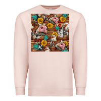 Pale Pink cow and western seamless pattern Premium Sweatshirt - BundleAndBundleShop