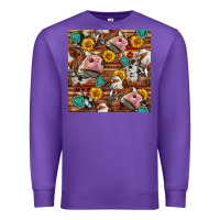 Purple cow and western seamless pattern Premium Sweatshirt - BundleAndBundleShop