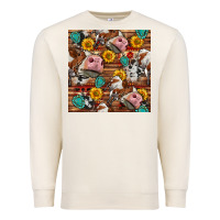 Sandshell cow and western seamless pattern Premium Sweatshirt - BundleAndBundleShop
