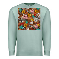 Seafoam cow and western seamless pattern Premium Sweatshirt - BundleAndBundleShop