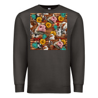 Smoke cow and western seamless pattern Premium Sweatshirt - BundleAndBundleShop