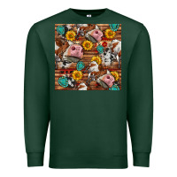 Sports Green cow and western seamless pattern Premium Sweatshirt - BundleAndBundleShop
