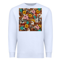 White cow and western seamless pattern Premium Sweatshirt - BundleAndBundleShop