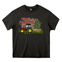 Asphalt merry Christmas tractor tree Heavy Core Tee - CowhideDigitalArt