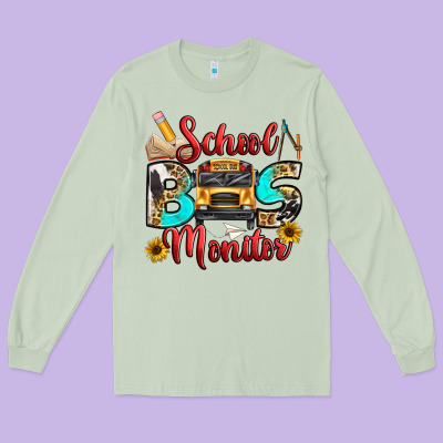 School Bus Monitor Long Sleeve Tee Designed By Texasbilliewilder