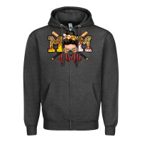 Charcoal Heather mom of both baseball and softball messy bun Zipper Hoodie - Zillion Design Studio