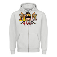 Dove Grey mom of both baseball and softball messy bun Zipper Hoodie - Zillion Design Studio