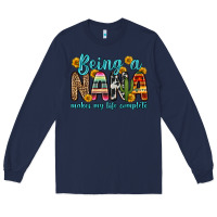 Navy being a nana makes my life complete Long Sleeve Tee - Zillion Design Studio