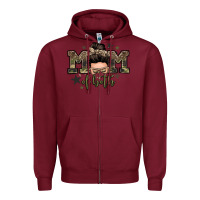Burgundy mom of both boys messy bun Zipper Hoodie - Zillion Design Studio