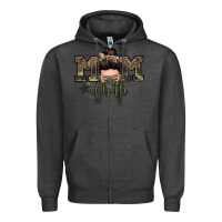 Charcoal Heather mom of both boys messy bun Zipper Hoodie - Zillion Design Studio